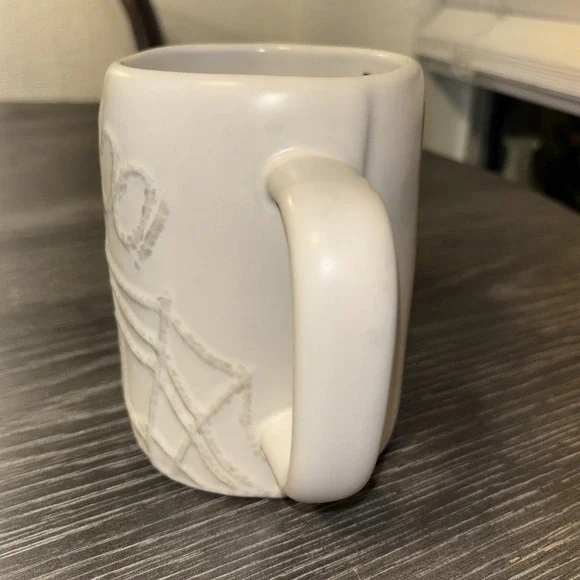 Rae Dunn Halloween White Embossed Spider Web BOO‎ EEK Mug - Picture 2 of 7